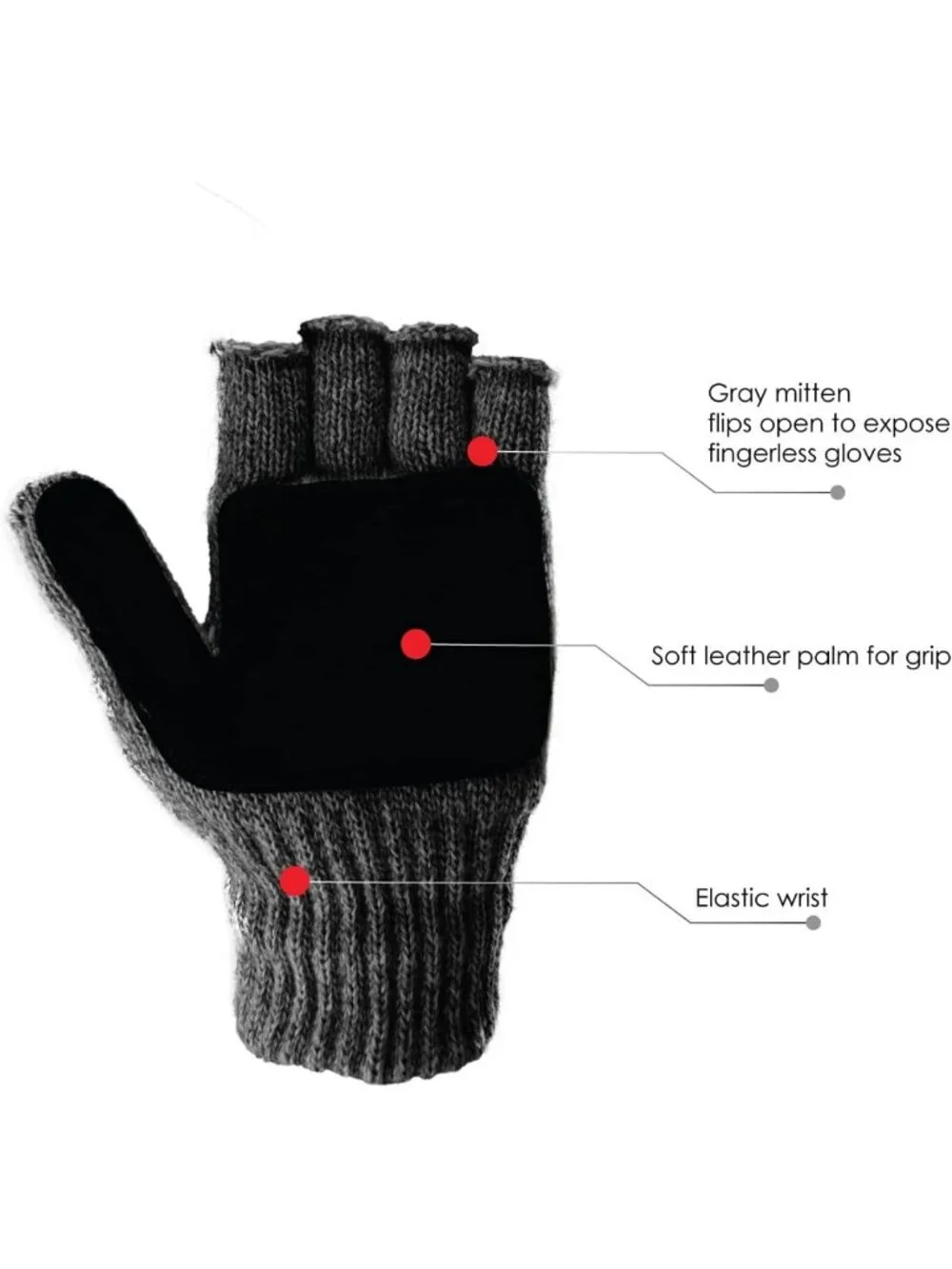 Cozy 360° Rag Wool Flip Mitten with 3M Thinsulate Lining - Tan Color